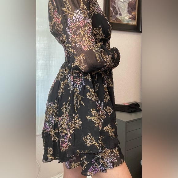 NWT Free People Sheer Layered Mini Dress Long Sleeves Collared Button Down - Picture 5 of 13